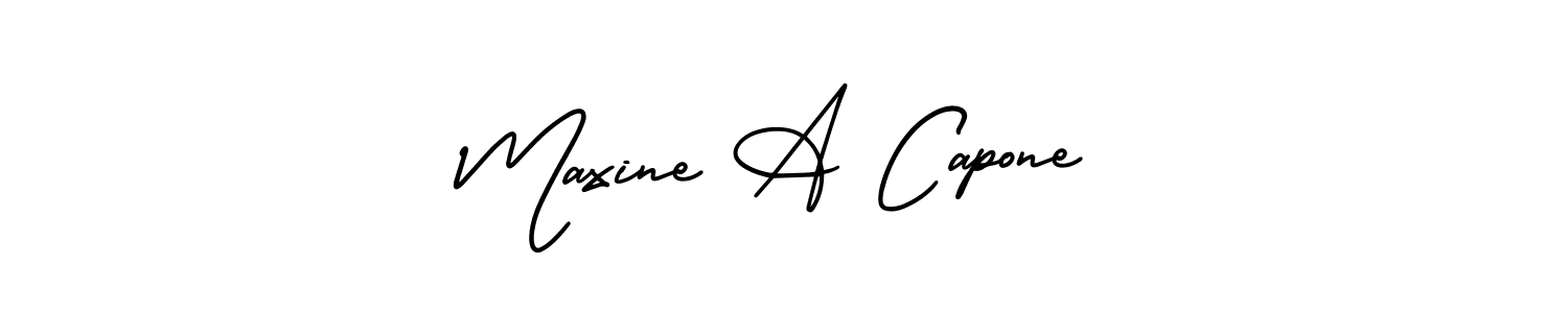 The best way (AmerikaSignatureDemo-Regular) to make a short signature is to pick only two or three words in your name. The name Maxine A Capone include a total of six letters. For converting this name. Maxine A Capone signature style 3 images and pictures png