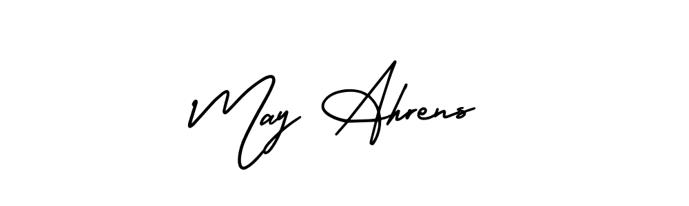 The best way (AmerikaSignatureDemo-Regular) to make a short signature is to pick only two or three words in your name. The name May Ahrens include a total of six letters. For converting this name. May Ahrens signature style 3 images and pictures png