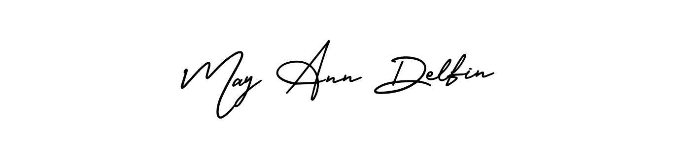 The best way (AmerikaSignatureDemo-Regular) to make a short signature is to pick only two or three words in your name. The name May Ann Delfin include a total of six letters. For converting this name. May Ann Delfin signature style 3 images and pictures png