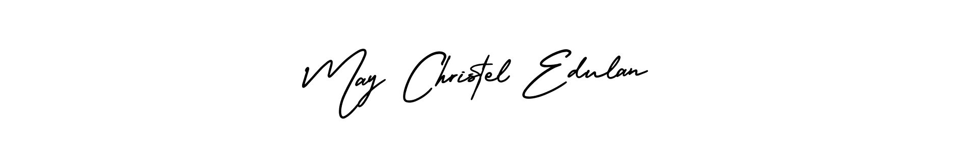 The best way (AmerikaSignatureDemo-Regular) to make a short signature is to pick only two or three words in your name. The name May Christel Edulan include a total of six letters. For converting this name. May Christel Edulan signature style 3 images and pictures png