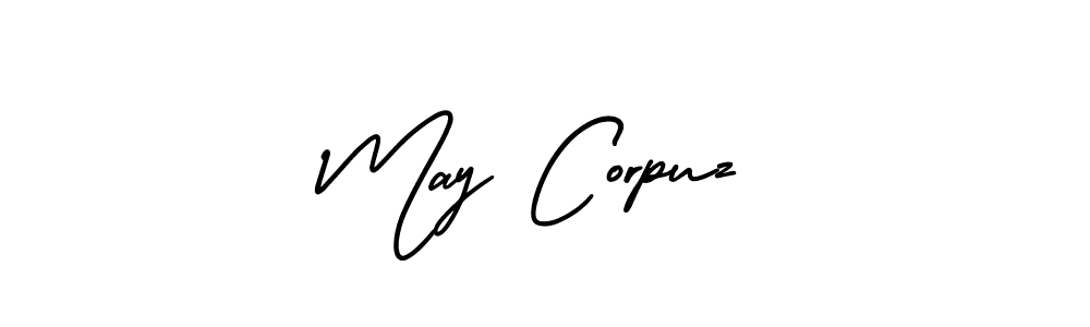 The best way (AmerikaSignatureDemo-Regular) to make a short signature is to pick only two or three words in your name. The name May Corpuz include a total of six letters. For converting this name. May Corpuz signature style 3 images and pictures png