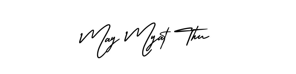 The best way (AmerikaSignatureDemo-Regular) to make a short signature is to pick only two or three words in your name. The name May Myat Thu include a total of six letters. For converting this name. May Myat Thu signature style 3 images and pictures png