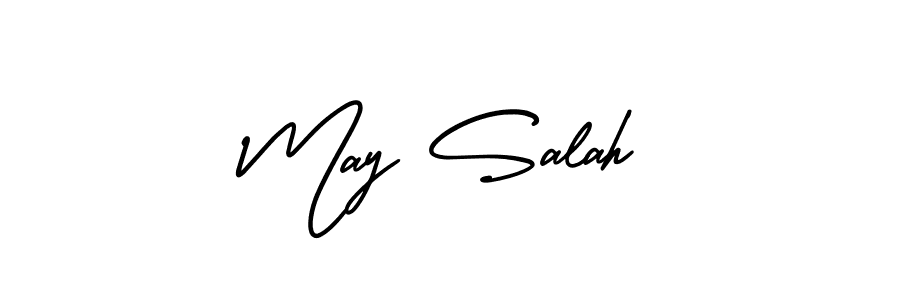Similarly AmerikaSignatureDemo-Regular is the best handwritten signature design. Signature creator online .You can use it as an online autograph creator for name May Salah. May Salah signature style 3 images and pictures png