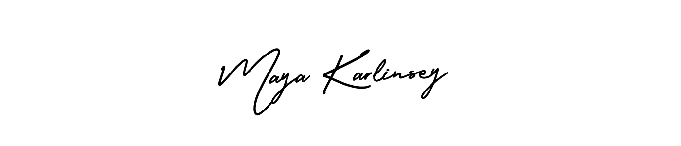 AmerikaSignatureDemo-Regular is a professional signature style that is perfect for those who want to add a touch of class to their signature. It is also a great choice for those who want to make their signature more unique. Get Maya Karlinsey name to fancy signature for free. Maya Karlinsey signature style 3 images and pictures png