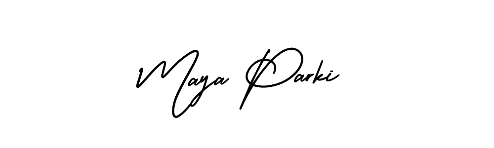 The best way (AmerikaSignatureDemo-Regular) to make a short signature is to pick only two or three words in your name. The name Maya Parki include a total of six letters. For converting this name. Maya Parki signature style 3 images and pictures png