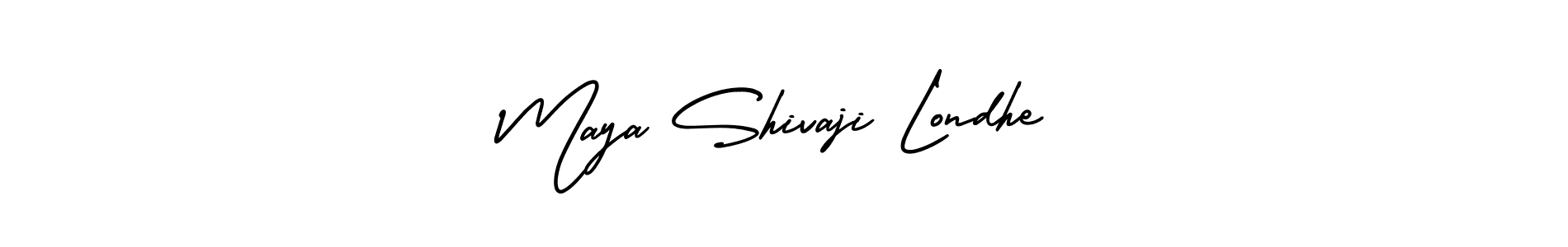 Similarly AmerikaSignatureDemo-Regular is the best handwritten signature design. Signature creator online .You can use it as an online autograph creator for name Maya Shivaji Londhe. Maya Shivaji Londhe signature style 3 images and pictures png