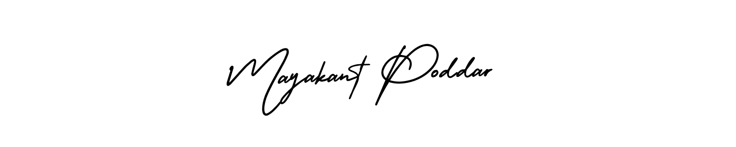 The best way (AmerikaSignatureDemo-Regular) to make a short signature is to pick only two or three words in your name. The name Mayakant Poddar include a total of six letters. For converting this name. Mayakant Poddar signature style 3 images and pictures png