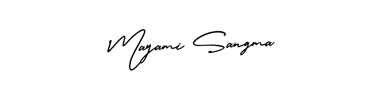 Make a short Mayami Sangma signature style. Manage your documents anywhere anytime using AmerikaSignatureDemo-Regular. Create and add eSignatures, submit forms, share and send files easily. Mayami Sangma signature style 3 images and pictures png