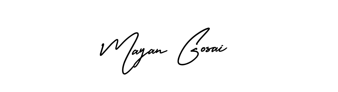 You should practise on your own different ways (AmerikaSignatureDemo-Regular) to write your name (Mayan Gosai) in signature. don't let someone else do it for you. Mayan Gosai signature style 3 images and pictures png