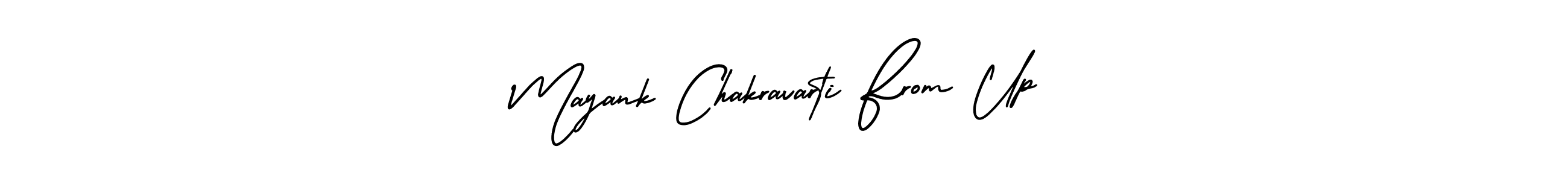 You should practise on your own different ways (AmerikaSignatureDemo-Regular) to write your name (Mayank Chakravarti From Up) in signature. don't let someone else do it for you. Mayank Chakravarti From Up signature style 3 images and pictures png