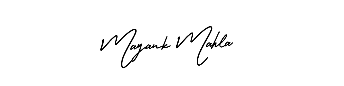 You should practise on your own different ways (AmerikaSignatureDemo-Regular) to write your name (Mayank Mahla) in signature. don't let someone else do it for you. Mayank Mahla signature style 3 images and pictures png