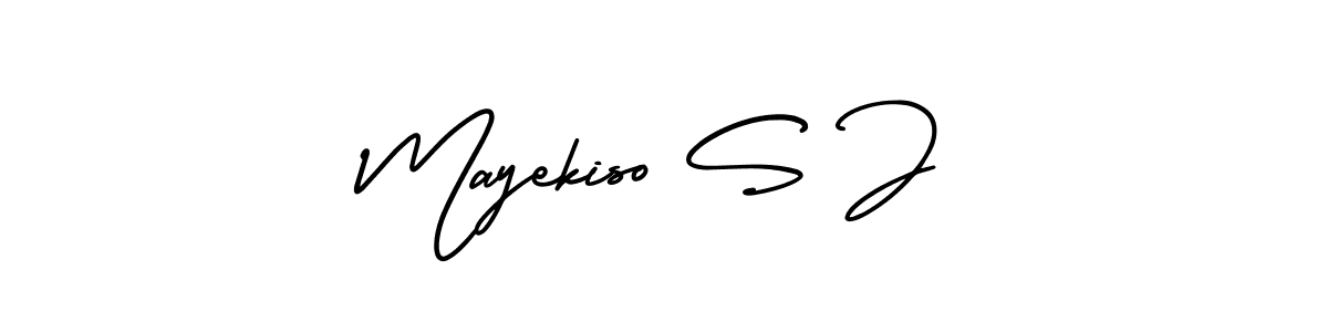 This is the best signature style for the Mayekiso S J name. Also you like these signature font (AmerikaSignatureDemo-Regular). Mix name signature. Mayekiso S J signature style 3 images and pictures png