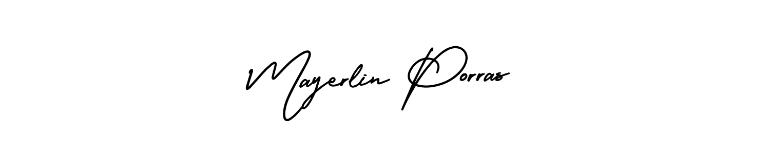 The best way (AmerikaSignatureDemo-Regular) to make a short signature is to pick only two or three words in your name. The name Mayerlin Porras include a total of six letters. For converting this name. Mayerlin Porras signature style 3 images and pictures png