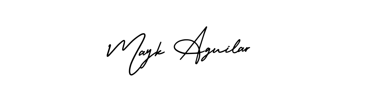 This is the best signature style for the Mayk Aguilar name. Also you like these signature font (AmerikaSignatureDemo-Regular). Mix name signature. Mayk Aguilar signature style 3 images and pictures png