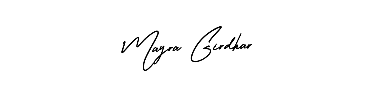 This is the best signature style for the Mayra Girdhar name. Also you like these signature font (AmerikaSignatureDemo-Regular). Mix name signature. Mayra Girdhar signature style 3 images and pictures png