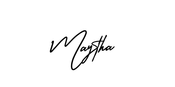 This is the best signature style for the Maytha name. Also you like these signature font (AmerikaSignatureDemo-Regular). Mix name signature. Maytha signature style 3 images and pictures png