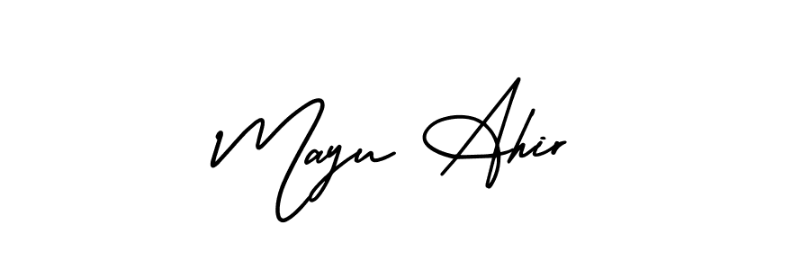 Mayu Ahir stylish signature style. Best Handwritten Sign (AmerikaSignatureDemo-Regular) for my name. Handwritten Signature Collection Ideas for my name Mayu Ahir. Mayu Ahir signature style 3 images and pictures png