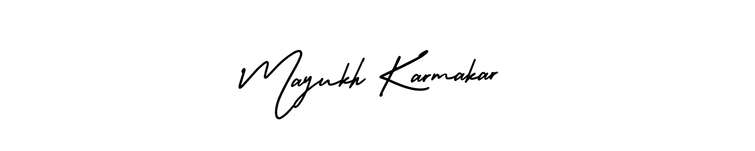 if you are searching for the best signature style for your name Mayukh Karmakar. so please give up your signature search. here we have designed multiple signature styles  using AmerikaSignatureDemo-Regular. Mayukh Karmakar signature style 3 images and pictures png