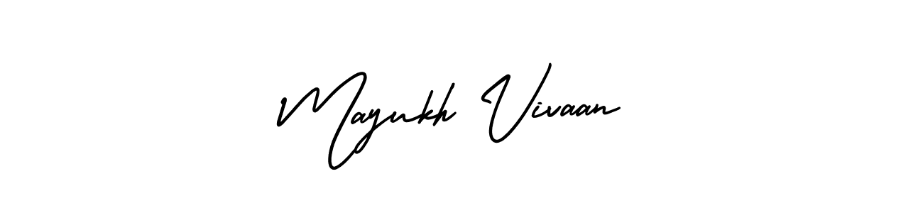 Also You can easily find your signature by using the search form. We will create Mayukh Vivaan name handwritten signature images for you free of cost using AmerikaSignatureDemo-Regular sign style. Mayukh Vivaan signature style 3 images and pictures png