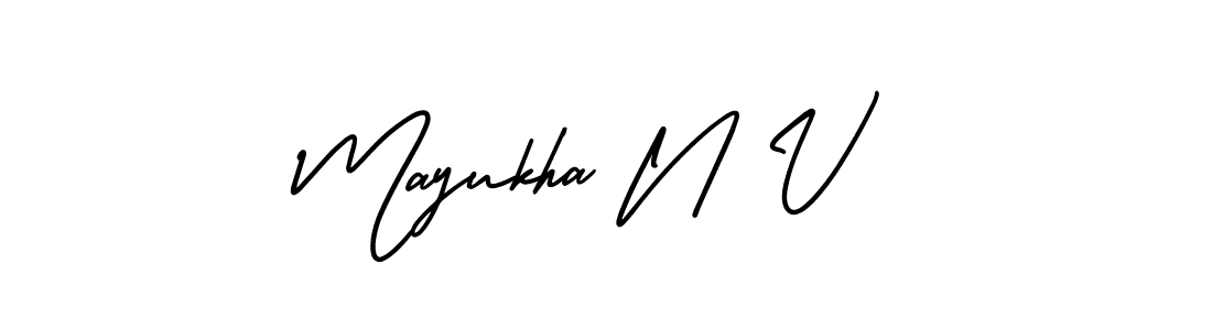 See photos of Mayukha N V official signature by Spectra . Check more albums & portfolios. Read reviews & check more about AmerikaSignatureDemo-Regular font. Mayukha N V signature style 3 images and pictures png