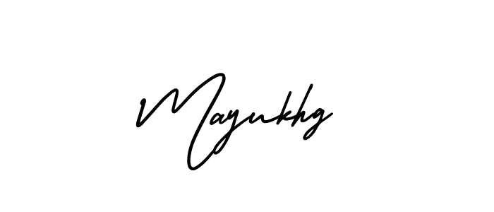 You should practise on your own different ways (AmerikaSignatureDemo-Regular) to write your name (Mayukhg) in signature. don't let someone else do it for you. Mayukhg signature style 3 images and pictures png