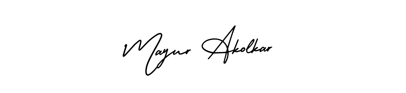 You should practise on your own different ways (AmerikaSignatureDemo-Regular) to write your name (Mayur Akolkar) in signature. don't let someone else do it for you. Mayur Akolkar signature style 3 images and pictures png