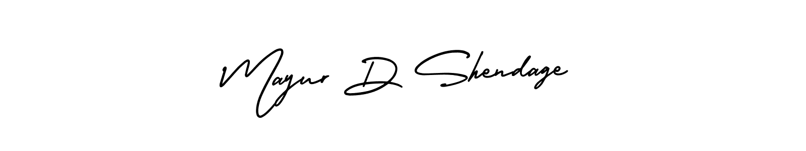 The best way (AmerikaSignatureDemo-Regular) to make a short signature is to pick only two or three words in your name. The name Mayur D Shendage include a total of six letters. For converting this name. Mayur D Shendage signature style 3 images and pictures png