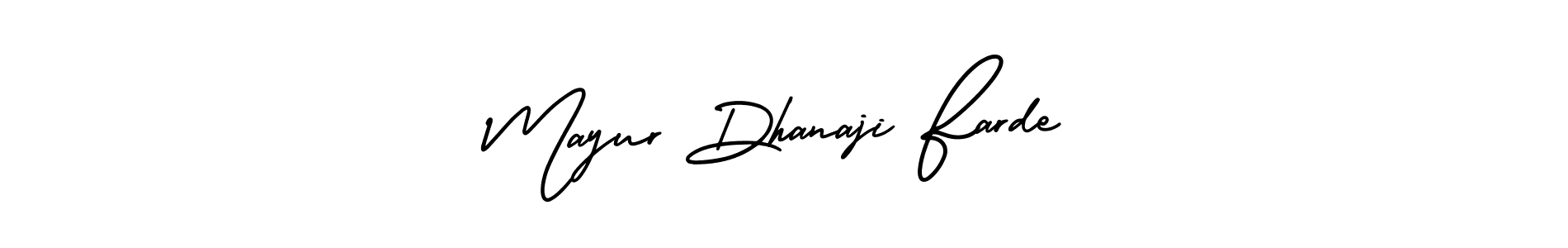 The best way (AmerikaSignatureDemo-Regular) to make a short signature is to pick only two or three words in your name. The name Mayur Dhanaji Farde include a total of six letters. For converting this name. Mayur Dhanaji Farde signature style 3 images and pictures png