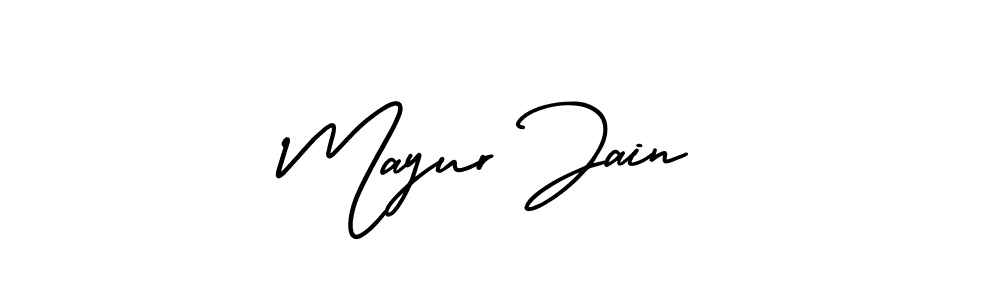 The best way (AmerikaSignatureDemo-Regular) to make a short signature is to pick only two or three words in your name. The name Mayur Jain include a total of six letters. For converting this name. Mayur Jain signature style 3 images and pictures png