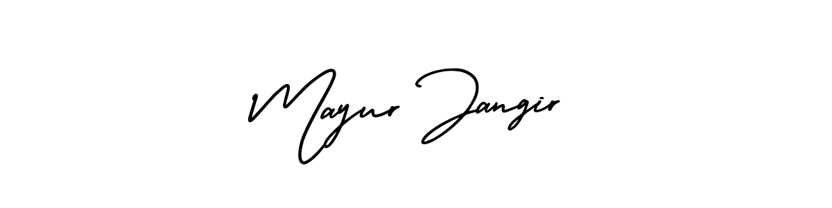 The best way (AmerikaSignatureDemo-Regular) to make a short signature is to pick only two or three words in your name. The name Mayur Jangir include a total of six letters. For converting this name. Mayur Jangir signature style 3 images and pictures png