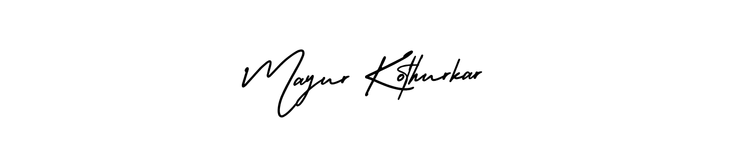 The best way (AmerikaSignatureDemo-Regular) to make a short signature is to pick only two or three words in your name. The name Mayur Kothurkar include a total of six letters. For converting this name. Mayur Kothurkar signature style 3 images and pictures png