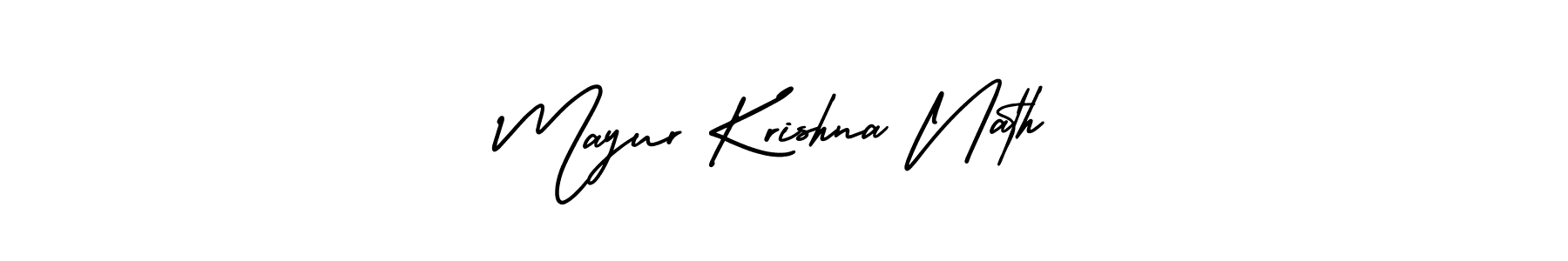 The best way (AmerikaSignatureDemo-Regular) to make a short signature is to pick only two or three words in your name. The name Mayur Krishna Nath include a total of six letters. For converting this name. Mayur Krishna Nath signature style 3 images and pictures png