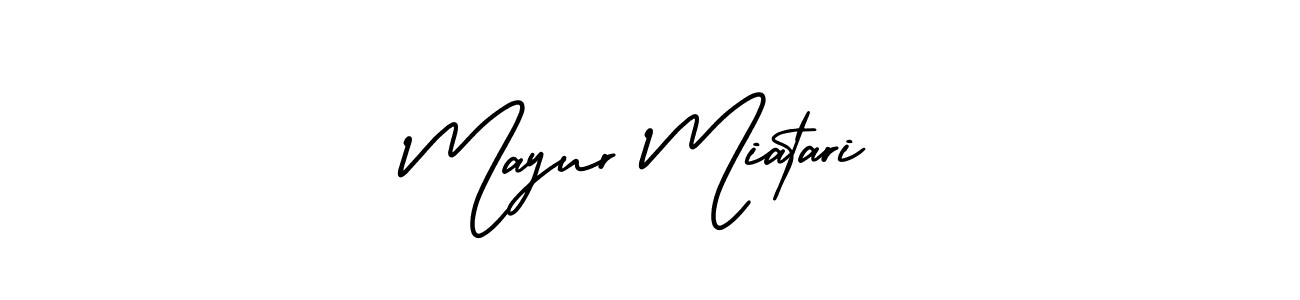 AmerikaSignatureDemo-Regular is a professional signature style that is perfect for those who want to add a touch of class to their signature. It is also a great choice for those who want to make their signature more unique. Get Mayur Miatari name to fancy signature for free. Mayur Miatari signature style 3 images and pictures png