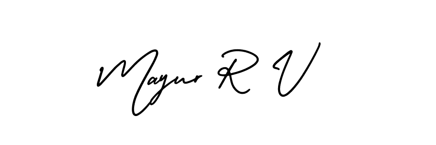 Also You can easily find your signature by using the search form. We will create Mayur R V name handwritten signature images for you free of cost using AmerikaSignatureDemo-Regular sign style. Mayur R V signature style 3 images and pictures png