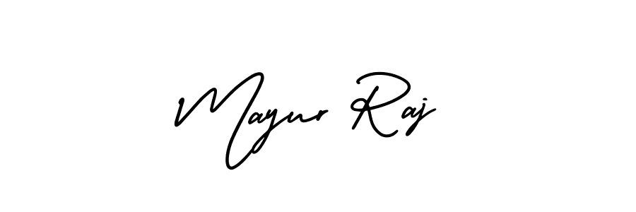 This is the best signature style for the Mayur Raj name. Also you like these signature font (AmerikaSignatureDemo-Regular). Mix name signature. Mayur Raj signature style 3 images and pictures png