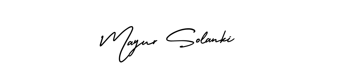 The best way (AmerikaSignatureDemo-Regular) to make a short signature is to pick only two or three words in your name. The name Mayur Solanki include a total of six letters. For converting this name. Mayur Solanki signature style 3 images and pictures png