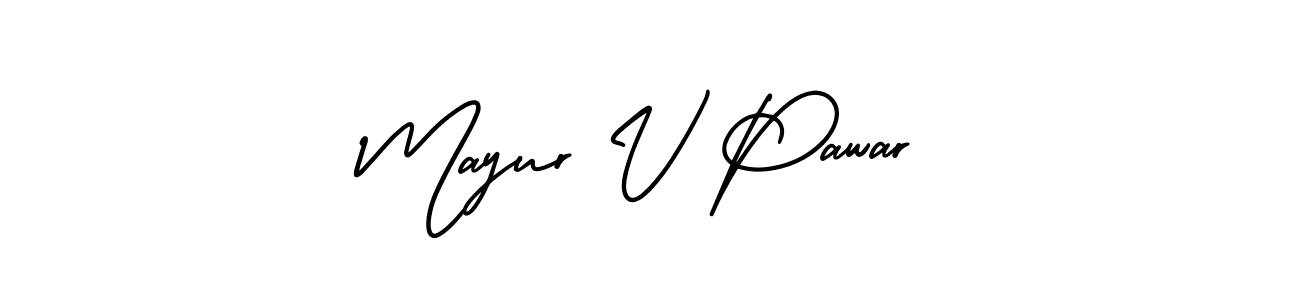 This is the best signature style for the Mayur V Pawar name. Also you like these signature font (AmerikaSignatureDemo-Regular). Mix name signature. Mayur V Pawar signature style 3 images and pictures png