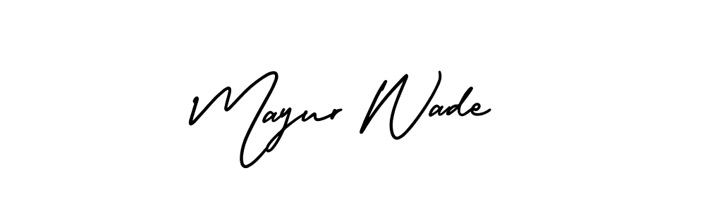 You should practise on your own different ways (AmerikaSignatureDemo-Regular) to write your name (Mayur Wade) in signature. don't let someone else do it for you. Mayur Wade signature style 3 images and pictures png