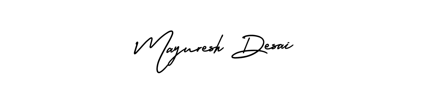 You should practise on your own different ways (AmerikaSignatureDemo-Regular) to write your name (Mayuresh Desai) in signature. don't let someone else do it for you. Mayuresh Desai signature style 3 images and pictures png