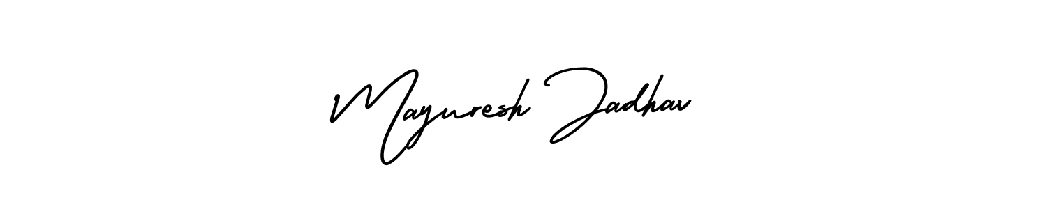 AmerikaSignatureDemo-Regular is a professional signature style that is perfect for those who want to add a touch of class to their signature. It is also a great choice for those who want to make their signature more unique. Get Mayuresh Jadhav name to fancy signature for free. Mayuresh Jadhav signature style 3 images and pictures png