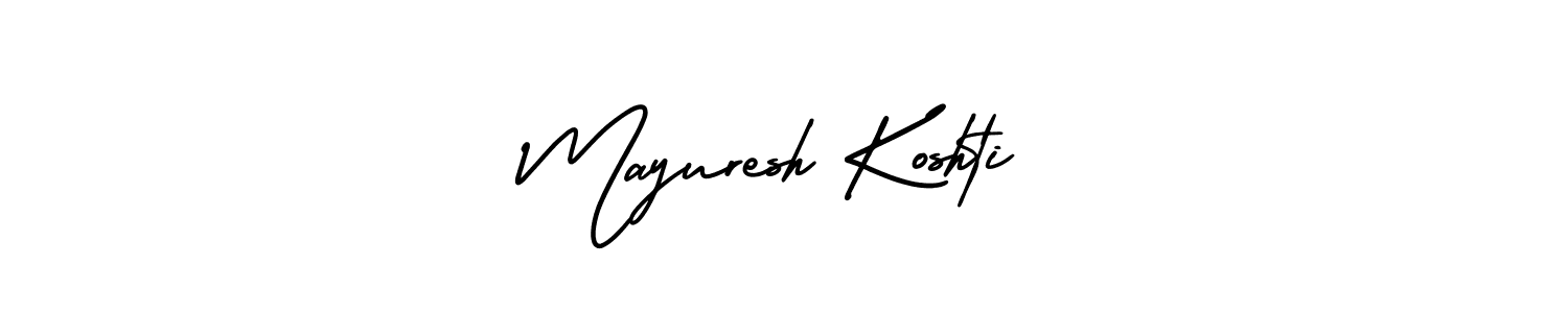 AmerikaSignatureDemo-Regular is a professional signature style that is perfect for those who want to add a touch of class to their signature. It is also a great choice for those who want to make their signature more unique. Get Mayuresh Koshti name to fancy signature for free. Mayuresh Koshti signature style 3 images and pictures png