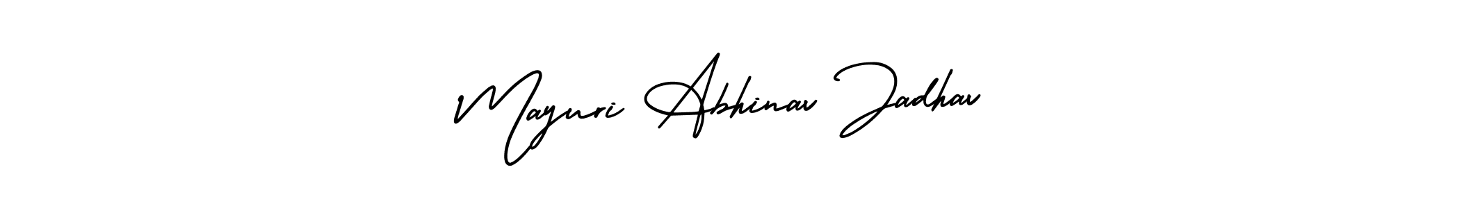 Similarly AmerikaSignatureDemo-Regular is the best handwritten signature design. Signature creator online .You can use it as an online autograph creator for name Mayuri Abhinav Jadhav. Mayuri Abhinav Jadhav signature style 3 images and pictures png
