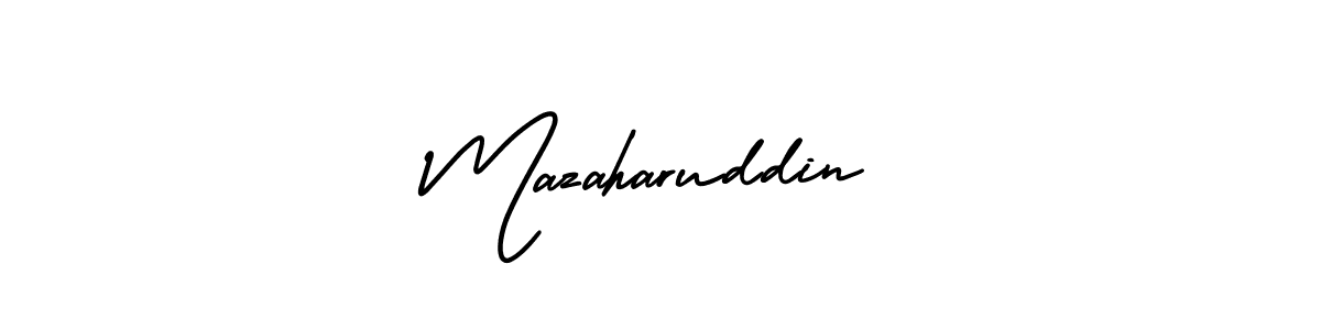 How to make Mazaharuddin name signature. Use AmerikaSignatureDemo-Regular style for creating short signs online. This is the latest handwritten sign. Mazaharuddin signature style 3 images and pictures png