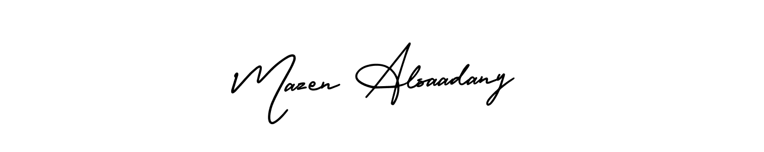 Similarly AmerikaSignatureDemo-Regular is the best handwritten signature design. Signature creator online .You can use it as an online autograph creator for name Mazen Alsaadany. Mazen Alsaadany signature style 3 images and pictures png