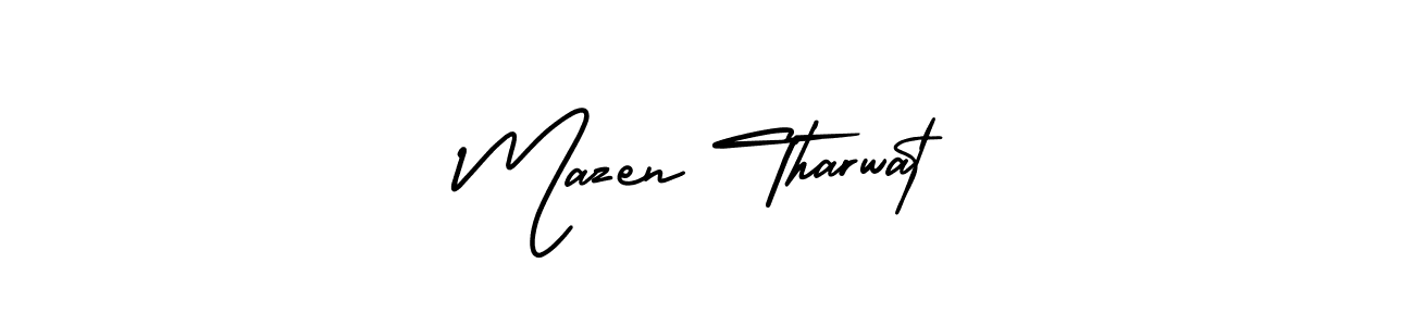 This is the best signature style for the Mazen Tharwat name. Also you like these signature font (AmerikaSignatureDemo-Regular). Mix name signature. Mazen Tharwat signature style 3 images and pictures png
