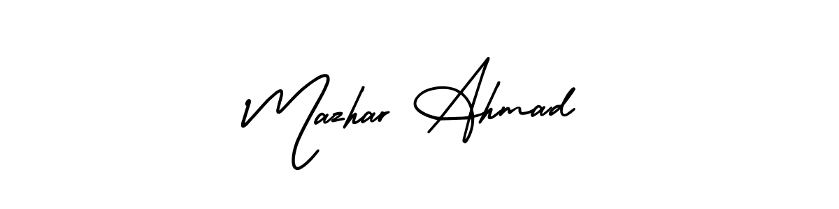 Use a signature maker to create a handwritten signature online. With this signature software, you can design (AmerikaSignatureDemo-Regular) your own signature for name Mazhar Ahmad. Mazhar Ahmad signature style 3 images and pictures png