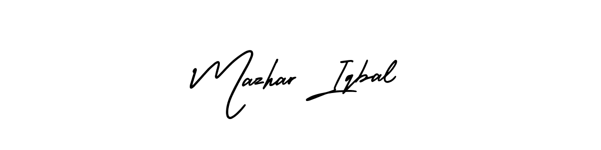 This is the best signature style for the Mazhar Iqbal name. Also you like these signature font (AmerikaSignatureDemo-Regular). Mix name signature. Mazhar Iqbal signature style 3 images and pictures png