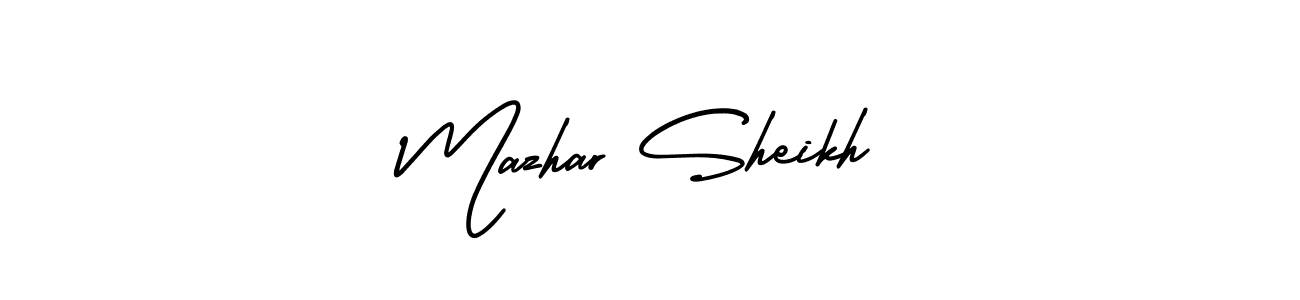 Mazhar Sheikh stylish signature style. Best Handwritten Sign (AmerikaSignatureDemo-Regular) for my name. Handwritten Signature Collection Ideas for my name Mazhar Sheikh. Mazhar Sheikh signature style 3 images and pictures png