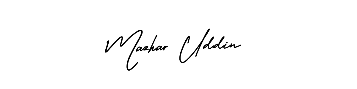 The best way (AmerikaSignatureDemo-Regular) to make a short signature is to pick only two or three words in your name. The name Mazhar Uddin include a total of six letters. For converting this name. Mazhar Uddin signature style 3 images and pictures png