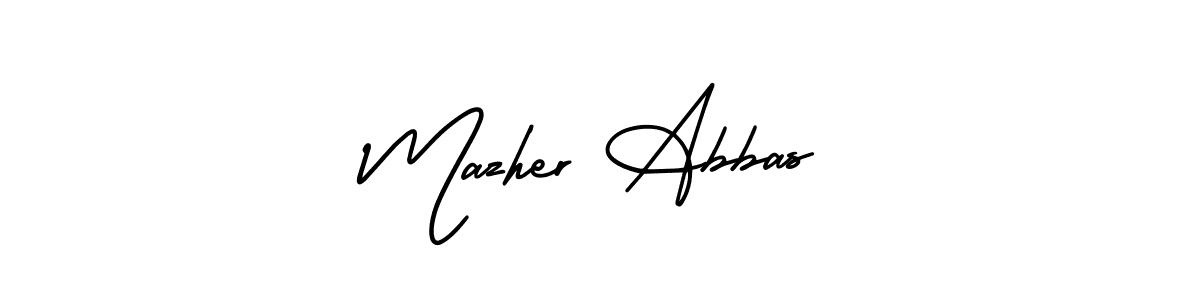 How to Draw Mazher Abbas signature style? AmerikaSignatureDemo-Regular is a latest design signature styles for name Mazher Abbas. Mazher Abbas signature style 3 images and pictures png